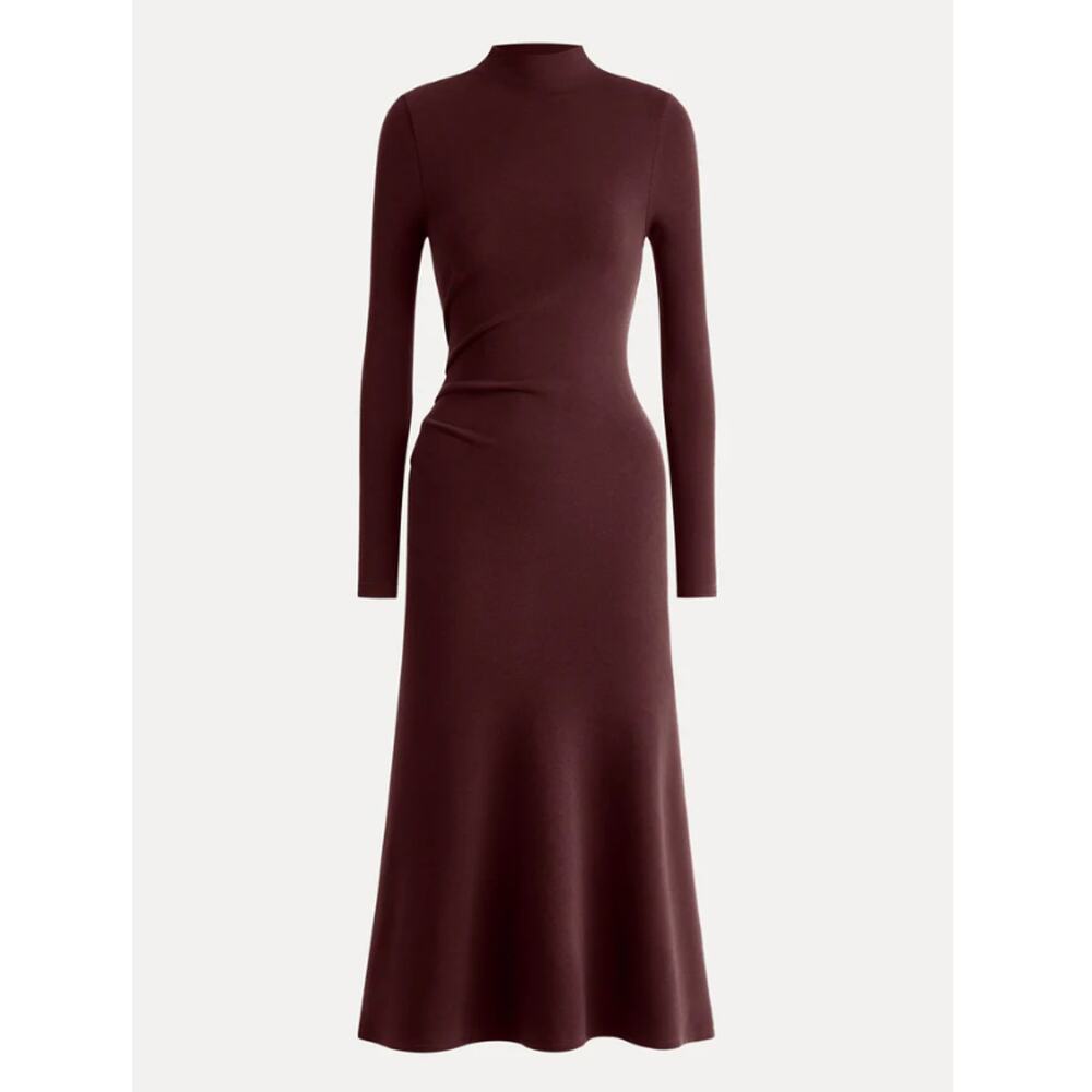 OGL ProWarm Long Sleeves Mockneck Tucks Midi Dress SIZE L NWT